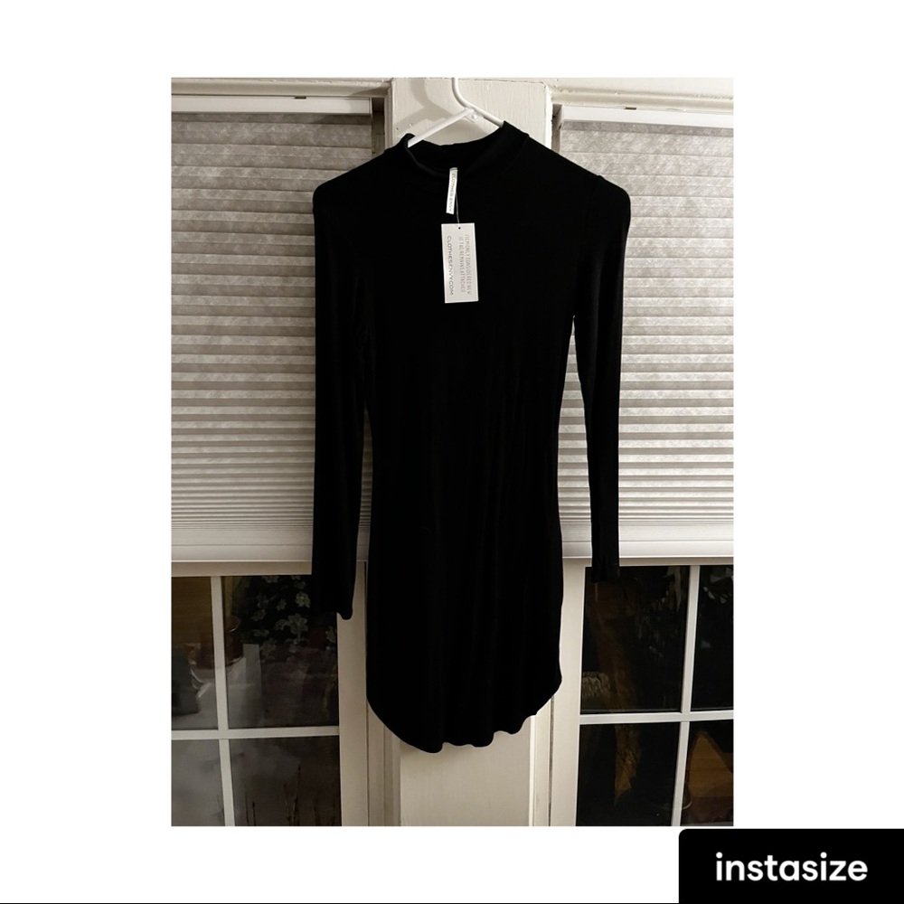 Black ribbed turtleneck dress